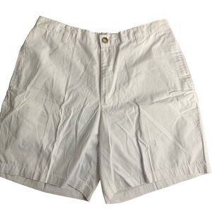 Haband Pullon Elastic Waist Shorts 38 White High Rise 7 in Pockets Button Zip